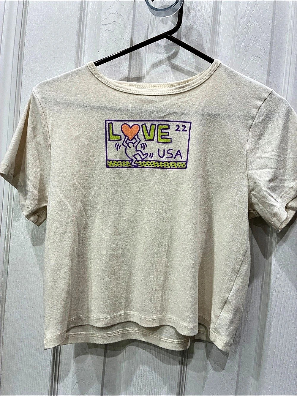Ripples Junction Keith Haring LOVE '22 USA T-Shirt Graphic Tee Cream XL